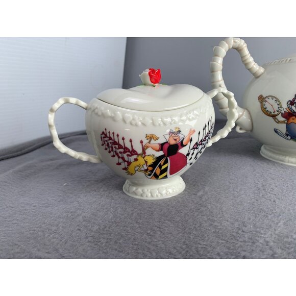 Disney Alice In Wonderland Porcelain Tea Set Teapot Sugar Bowl & Creamer Danby M - Picture 8 of 16